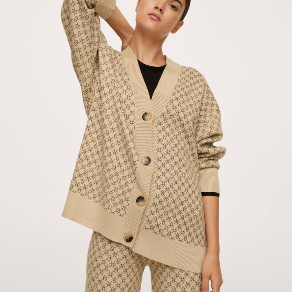 Geometric print cardigan